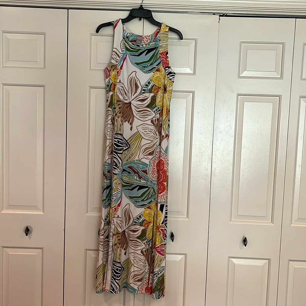 Chicos maxi tank dress.  Tropical print.  Size 1.